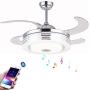 Healer Bluetooth Ceiling Fan with Remote Control and 3 Lights Level, 42 Inch Modern Invisible Retractable Chandelier Fans with 3 Speed and Play Music Fix for Dining/Living Room