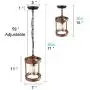 Giluta Round Wood Pendant Light Kitchen Island Hanging Light Fixture with Seeded Glass Shade, Rustic Dining Room Ceiling Light Fixture Height Adjustable , UL Listed
