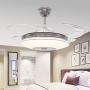YEELED Light 42 Inch Remote Control Retractable Reversible Ceiling Fans with 3 Changing Light Color and 6 Fan Speed Invisible Ceiling Fan Chandelier for Indoor Living Room Bedroom Dining Room Ceiling Light Kits with Fans (42 Inch, Silver-02)