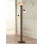 Metro Mission Torchiere Lamp with Side Lights Bronze Champagne Glass Dimmable for Living Room Reading Bedroom Office - Franklin Iron Works