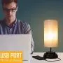Amazon Brand – Aultra LED Touch Table LAMP - Table Lamp Shade with Dimmable Touch Control Features & Phone Charging Port Used for Nightstand, Desk Lamp, & Bedroom Decor Light w/ Adapter