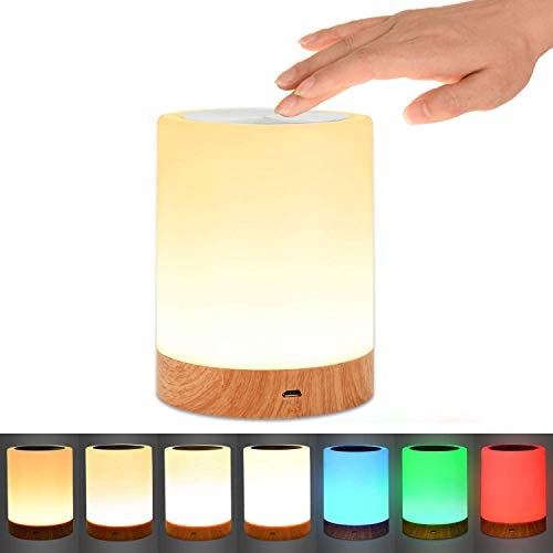 Night Light, UNIFUN Touch Lamp for Bedrooms Living Room Portable Table Bedside Lamps with Rechargeable Internal Battery Dimmable 2800K-3100K Warm White Light & Color Changing RGB
