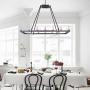 MEEROSEE Rectangluar Modern Led Chandelier Lighting L39.37'' Farmhouse Pendant Light Fixture Acrylic Shade 16 Lights Dining Room Chandeliers Oil Rubbed Bronze for Island Kitchen Living Room