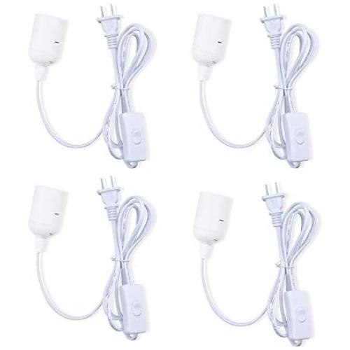 Luxvista E26 Extension Hanging Lantern Cord Cable, 6ft Long Pendent Lamp Socket US Plug-in Cord with On/Off Switch, White Pendant Cord for Kitchen Bedroom Basement Plant Growth Light(4-Pack) Luxvista E26 Extension Hanging Lantern Cord Cable, 6ft Long Pendent Lamp Socket US Plug-in Cord with On/Off Switch, White Pendant Cord for Kitchen Bedroom Basement Plant Growth Light(4-Pack)