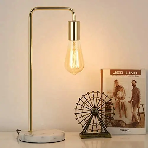 HAITRAL Industrial Table Lamp Gold - Small Desk Lamp for Bedroom, Office, Living Room