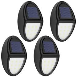 Solar Lights[4PCS], MoKo Waterproof Outdoor Solar Powered Lamp, Wireless Solar Auto Sensor Security Lights, Wall Mount Decorative Deck Light for Wall, Patio, Yard, Garden - BLACK