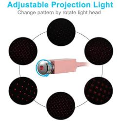Star Projector Night Light, Loyalsea Adjustable Romantic Galaxy Flexible USB Interior Car Lights, Portable Night Lamp Decorations for Ceiling, Bedroom, Party and More(Pink）