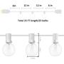 Monkeydg 25FT String Lights, G40 Outdoor String Lights Edison Light Bulbs Clear Globe String Lights with 27 Clear Bulbs for Indoor/Outdoor Commercial Decoration-White Wire