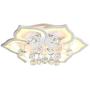 NIUYAO Modern Ceiling Light White Flower Shape with Crystal Ball Minimalism Flush Mount Contemporary Acrylic Integrated LED 6 Light Fixture (Bulb Included) -21.5'' White Light