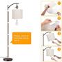 Joofo Floor Lamp, Classic Standing Lamp Reading Standing Light with Hanging Lamp Shade with Led Bulb, Floor Lamp for Living Room Bedrooms, Office, Light Brown Color