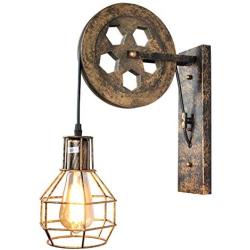 PUZHI HOME Industrial Wall Sconce Pulley Wall Lamp 1-Light Wall Light Fixtures for Indoor Lighting Bathroom Kitchen Living Room -Bronze Finished