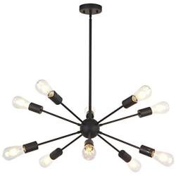 BONLICHT Sputnik Chandelier 10 Light Black Modern Pendant Lighting Industrial Vintage Ceiling Light Fixture UL Listed by BONLICHT