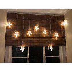 PEIDUO 9 Stars Curtain String Lights Plug Powered with Warm White Light Star Decoration for Indoor, Outdoor, Ramadan ,Christmas, Wedding, Party, Home Decorations