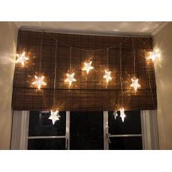 PEIDUO 9 Stars Curtain String Lights Plug Powered with Warm White Light Star Decoration for Indoor, Outdoor, Ramadan ,Christmas, Wedding, Party, Home Decorations