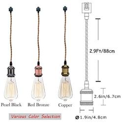 ANYE 1 ft Brown Weave Rope Wire 1-Light H-Type Track Pendant Light Pearl Black Base Light Fixtures Retro Vintage Style Ceiling Light for Loft Corridor Dining Room Bedroom Bulb and Track Not Included