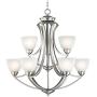 Milbury Satin Nickel Chandelier 30'' Wide Modern White Alabaster Glass 2 Tier 9-Light Fixture for Dining Room House Foyer Kitchen Island Entryway Bedroom Living Room - Possini Euro Design