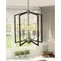 Zeyu 5-Light Foyer Chandelier, Industrial Pendant Hanging Light Fixture for Hallway Dining Room, Black and Satin Nickel Finish, ZJF14-5 SN+BK