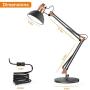 LEPOWER Metal Desk Lamp, Adjustable Goose Neck Architect Table Lamp with On/Off Switch, Swing Arm Desk Lamp with Clamp, Eye-Caring Reading Lamp for Bedroom, Study Room &Office (Sandy Black)
