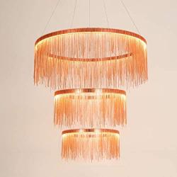 LITFAD Rose Gold Fringe Pendant Light Aluminum 3 Lights Designer Modern LED Chandelier 110V-120V Decoration Hanging Lighting Pendant Light for Stores Foyer Hotel Staircase Restaurant Cafe Dining Room