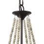 LALUZ Farmhouse Chandelier Wood Beaded Lighting for Dining Room, 28” L x 25.5” H, Bronze