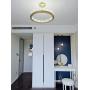 Modern Round Chandelier Gold Finish Pendant Lighting LED Crystal Light Fixture for Dining Room Kitchen Width 24'' x Height 4''