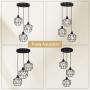 bgLight Industrial Semi Mount Pendant Light, 3 -Light Cage Haning Light Cluster Ceiling Chandeliers Pendant Lighting Fixture for Kitchen Isand, Dining Room,Living Room,Stariway -Black