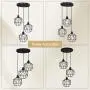 bgLight Industrial Semi Mount Pendant Light, 3 -Light Cage Haning Light Cluster Ceiling Chandeliers Pendant Lighting Fixture for Kitchen Isand, Dining Room,Living Room,Stariway -Black