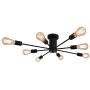 ALISADABOY Ceiling Lamp Black 8 Lights Semi Flush Ceiling Light Vintage Industrial Lighting Fixture for Kitchen Dining Room Foyer Hallway Bedroom Living Room