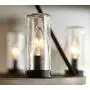 Lillian Gray Wood Bronze Wagon Wheel Chandelier 27'' Wide Rustic Farmhouse Clear Seeded Glass Cylinder Shades 6-Light Fixture Dining Room House Island Entryway Bedroom - Franklin Iron Works