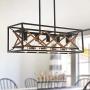bgLight 5-Light Farmhouse Island Light, Rustic Linear Chandelier Metal Vintage Dining Room Hanging Lighting Fixtures for Dining Room, Kitchen Island