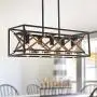 bgLight 5-Light Farmhouse Island Light, Rustic Linear Chandelier Metal Vintage Dining Room Hanging Lighting Fixtures for Dining Room, Kitchen Island
