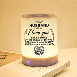 Personalized Night Light for Husband, Engraved Touch Table Lamp for Bedrooms Living Room with Bluetooth Speaker，Changing RGB Outdoor Table Lamp, Perfect Valentines Christmas Gifts from Wife