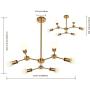 MELUCEE Modern Sputnik Chandeliers 6-Light Brass Mid Century Light Fixture Flush Mount Ceiling Light Pendant Light for Kitchen Island Living Room Bedroom Foyer Hallway