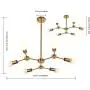 MELUCEE Modern Sputnik Chandeliers 6-Light Brass Mid Century Light Fixture Flush Mount Ceiling Light Pendant Light for Kitchen Island Living Room Bedroom Foyer Hallway