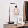 COTULIN Set of 2 Rose Gold Modern Industrial Table Lamp,Desk Lamp with Black Base for Living Room Bedroom Office,Delicate Design Bedside Lamp with Geometric Cage Shade