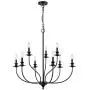 Modern Dining Room Chandeliers Metal Farmhouse Candle Style Black Chandelier, 32-in