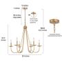 Chandeliers for Dining Rooms, Gold Chandelier, 6-Light Dining Room Lighting Fixtures Hanging with Dark Golden Finish, 28’’ W x 24.5’’ H