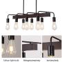 Farmhouse Kitchen Island Light Fixture，8-Light Wooden Metal Industrial Dining Room Chandelier，Island lightingpendant Light