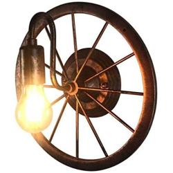 Water Pipe Wall Sconce, SUN RUN Metal Vintage Round Turntable Style Industrial Wall Light Fixture with Retro Style for Bar, Kitchen, Living Room, Bedroom,E26 Socket Lamp