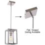 VINLUZ Pendant Lighting 1-Light Chrome Finished Square Modern Dining Room Lighting Fixture Hanging Ceiling with Clear Glass Shade Contemporary Mini Chandeliers Ceiling Lamp for Kitchen Island Hallway
