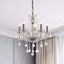 Modern Contemporary K9 Crystal Chandelier with 5 Lights Pendant Light with Crystal Drops,Ceiling Light Fixture for Dining Room, Bedroom, Living Room,Chrome