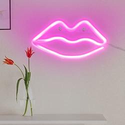 Lip Shaped Neon Signs Led Neon Light Art Decorative Lights Wall Decor for Children Baby Room Christmas Wedding Party Decoration (Pink)