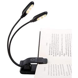 Rechargeable Warm& White 10 LED book light/music stand light, Easy Clip-on Reading in Bed at night, 3color×3 Brightness Levels, 2.8 oz Lightweight, Perfect for Bookworms & Kids