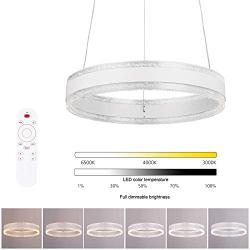 ELINKUME LED Pendant Light, Acrylic Metal Chandelier Ceiling Light, Modern Hanging LED Dining Light for Dining Room Living Room Bedroom