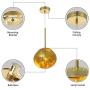 RUNNUP Modern Pendant Light Creative Single Light 12'' Hanging Lamp with Melt Glass Shade in Gold for Dining Rooms,Living Room