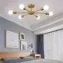 Modo Lighting Flush Mount Ceiling Lighting Sputnik Chandelier Fixture Brushed Brass 6-Light Mid-Century Pendant Light for Dining Room Bedroom