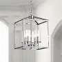 Maxax 4-Lights Lantern Chandelier Square Dining Room Light Fixture Hanging with Adjustable Hanging Height for Dining Living Room Foyer Office, Chrome Finish Maxax 4-Lights Lantern Chandelier Square Dining Room Light Fixture Hanging with Adjustable Hanging Height for Dining Living Room Foyer Office, Chrome Finish