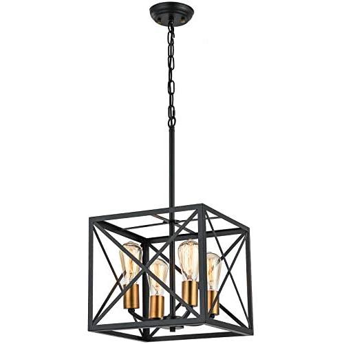 4-Light Farmhouse Pendant Light Black Industrial Chandelier Rustic Ceiling Hanging Light Fixture for Kitchen Island Foyer Living Room Hallway Dinning Room Bedroom (Black) 4-Light Farmhouse Pendant Light Black Industrial Chandelier Rustic Ceiling Hanging Light Fixture for Kitchen Island Foyer Living Room Hallway Dinning Room Bedroom (Black)