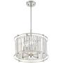 Audrey Polished Nickel Pendant Chandelier 18'' Wide Modern Clear Crystal Drum Shade 4-Light Fixture for Dining Room House Foyer Kitchen Island Entryway Bedroom - Possini Euro Design