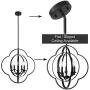 VINLUZ Modern 5-Light Chandeliers Black Dining Room Light Fixtures Hanging Geometric Globe Shape Design Farmhouse Rustic Pendant Lights Orbit Ceiling Light Fixtures for Foyer Kitchen Island Entryway
